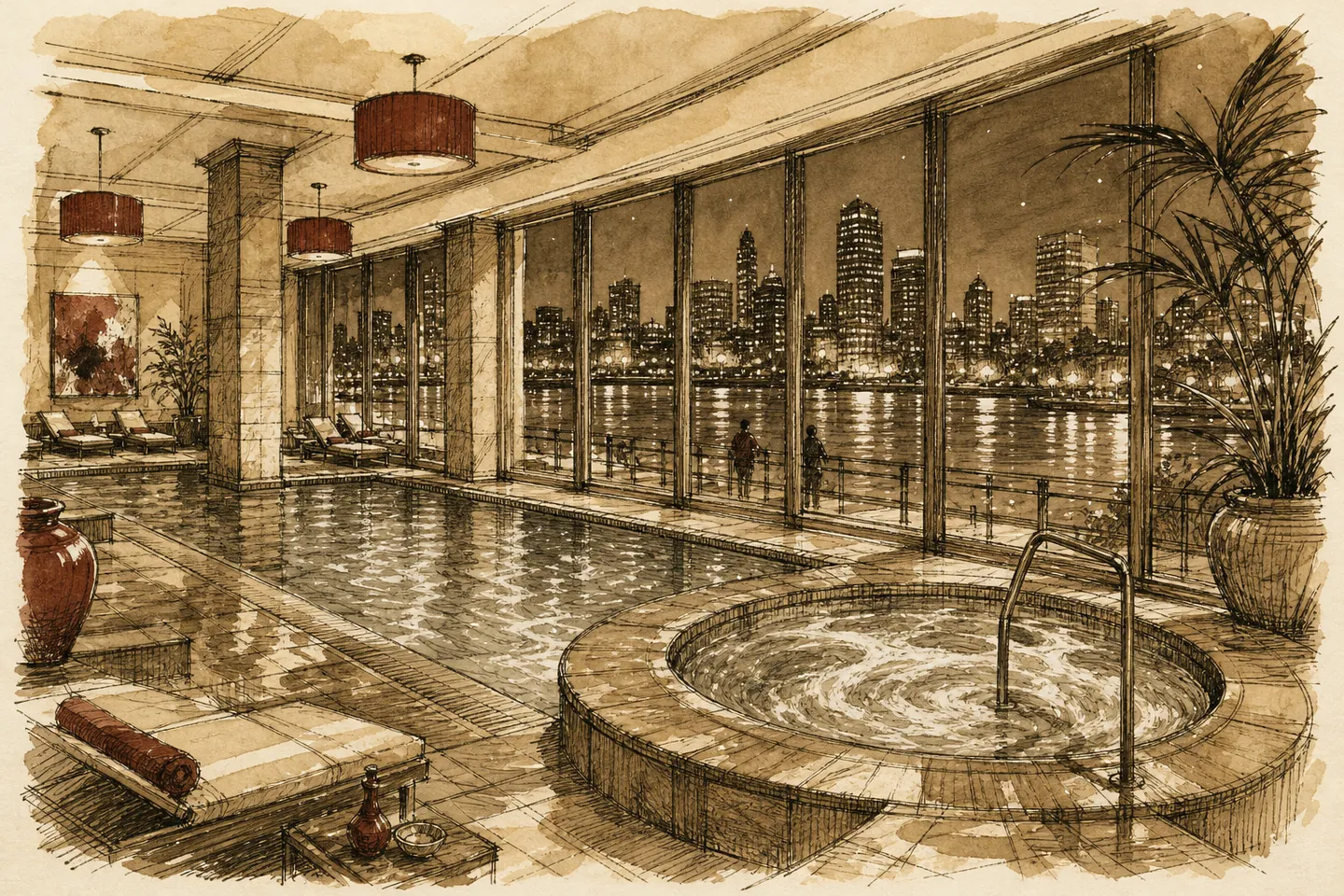 The Indoor Pool, Whirlpool, and Spa at Caesars Windsor